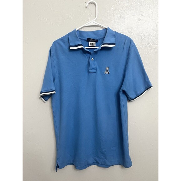 Psycho Bunny Shirt Mens Large 6 LOGAN POLO B6K136X1PC Blue 100% Pima Cotton - Picture 1 of 7